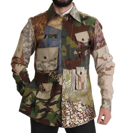 Multicolor Button Down Patchwork Hemd