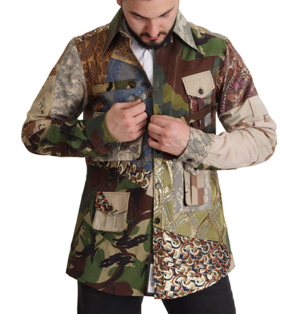 Multicolor Button Down Patchwork Hemd