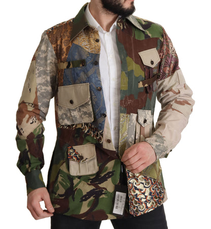 Multicolor Button Down Patchwork Hemd