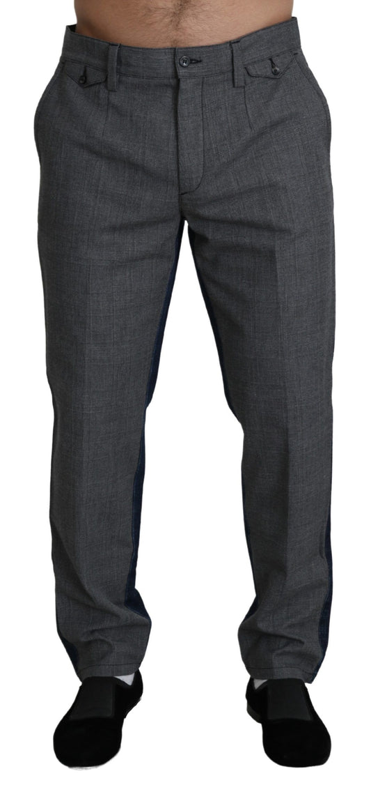 Graues Kleid Blaue Denimhosen Baumwollhosen