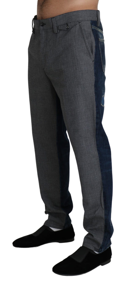 Graues Kleid Blaue Denimhosen Baumwollhosen