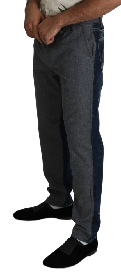 Graues Kleid Blaue Denimhosen Baumwollhosen