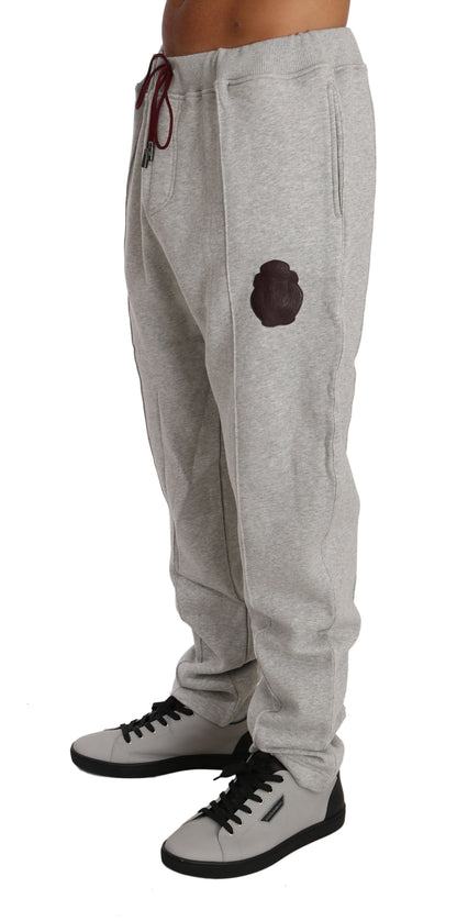 Grauer Baumwollpullover Hose Trainingsanzug