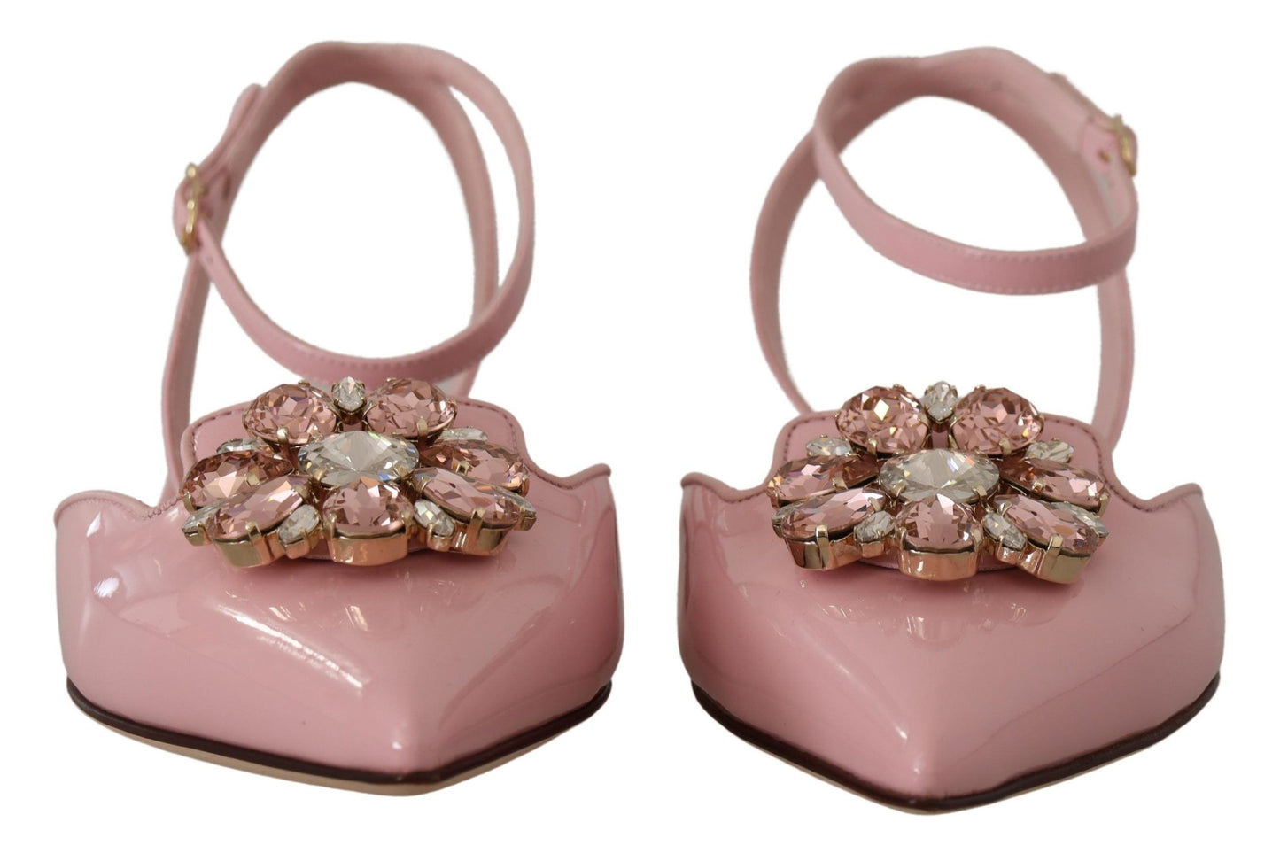 Rosa Leder Slingbacks Kristall Pumps Schuhe