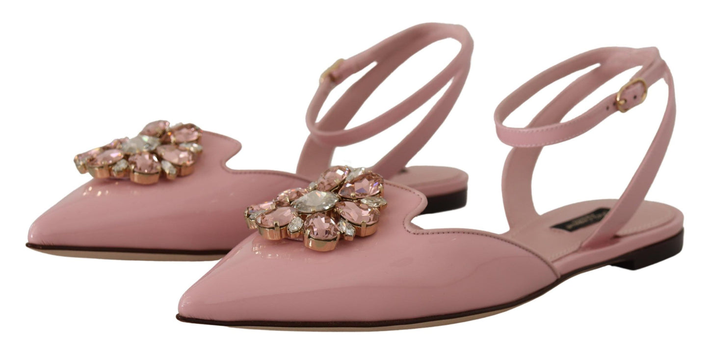 Rosa Leder Slingbacks Kristall Pumps Schuhe