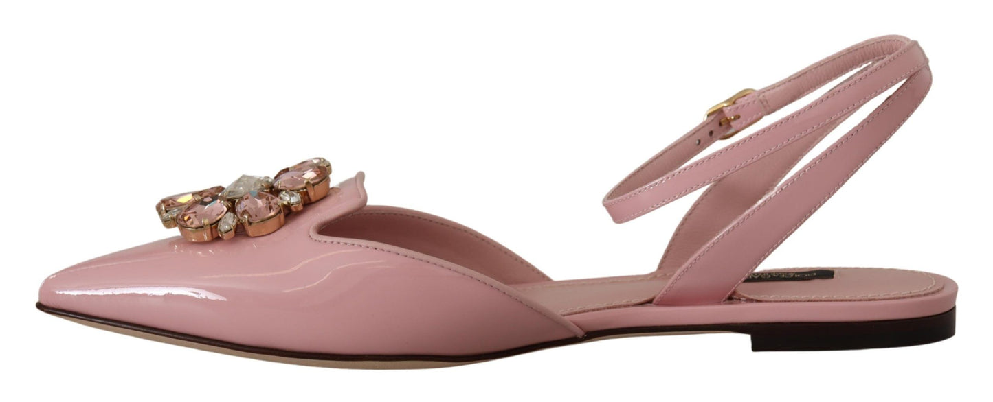 Rosa Leder Slingbacks Kristall Pumps Schuhe