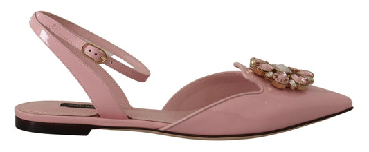 Rosa Leder Slingbacks Kristall Pumps Schuhe