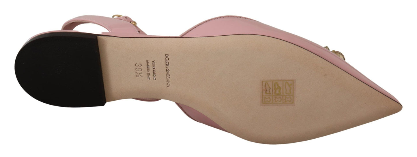 Rosa Leder Slingbacks Kristall Pumps Schuhe