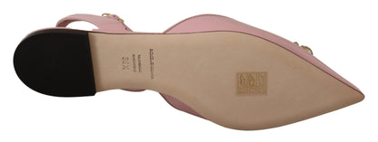 Rosa Leder Slingbacks Kristall Pumps Schuhe