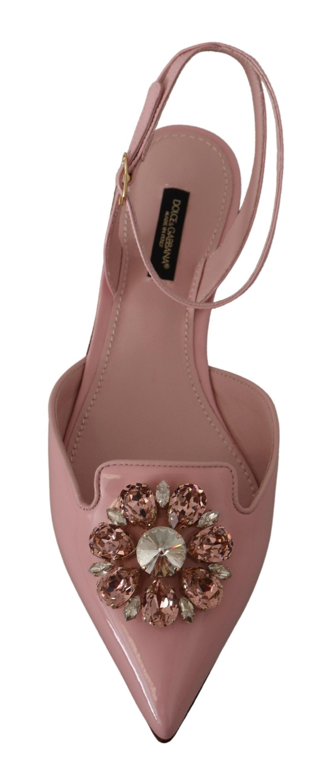 Rosa Leder Slingbacks Kristall Pumps Schuhe