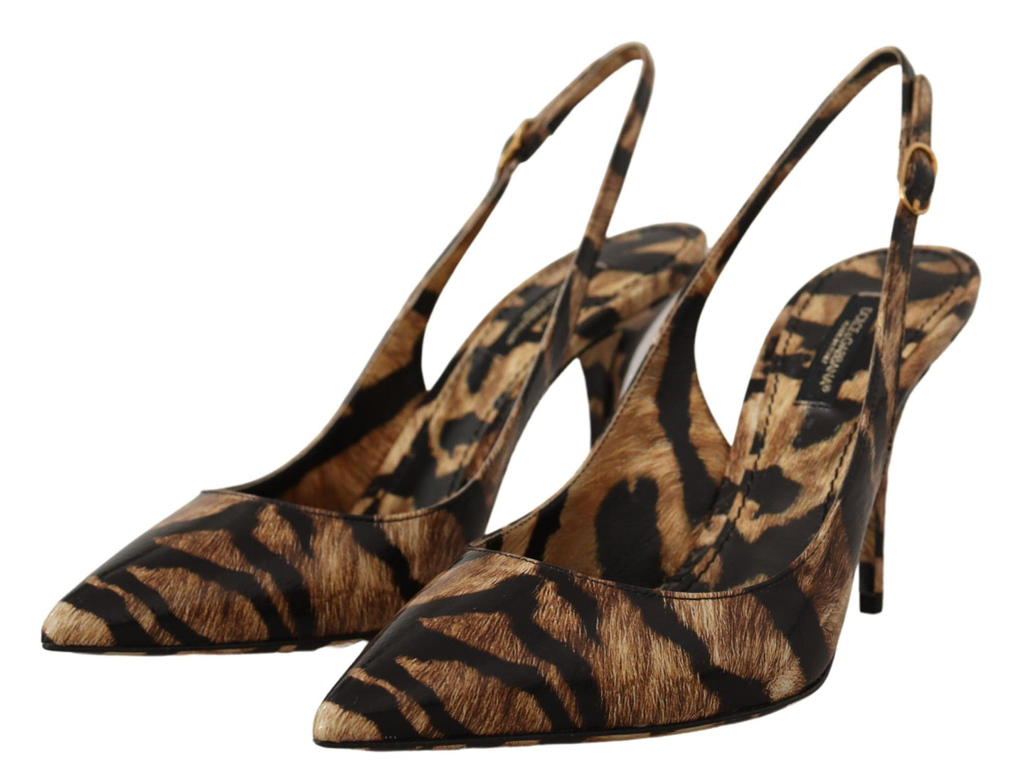 Braun Slingbacks Leder Tiger Schuhe