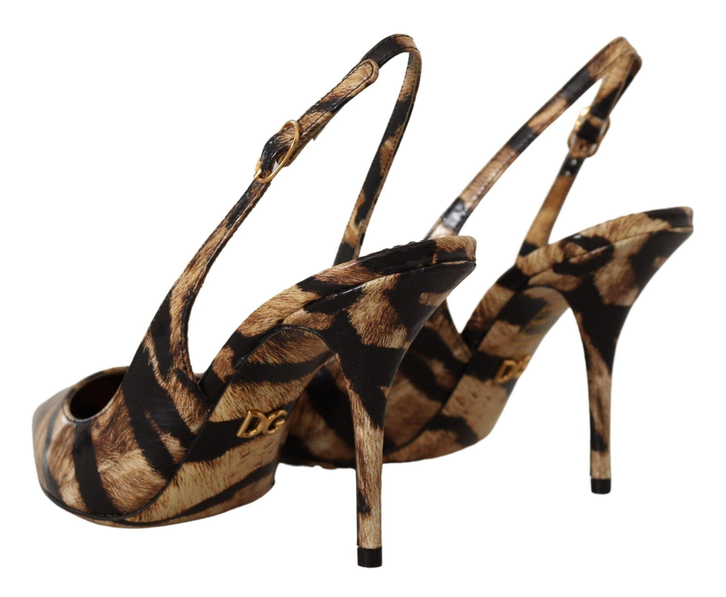 Braun Slingbacks Leder Tiger Schuhe