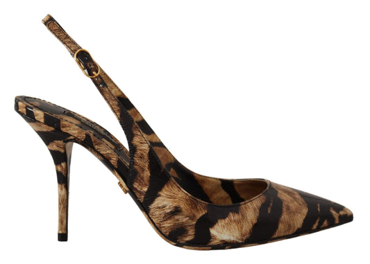 Braun Slingbacks Leder Tiger Schuhe