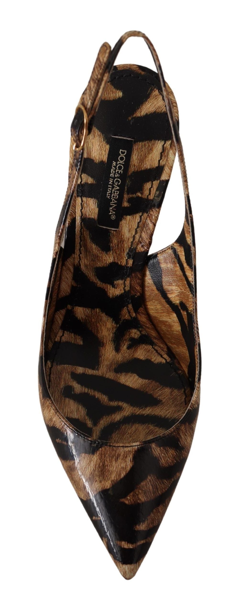 Braun Slingbacks Leder Tiger Schuhe