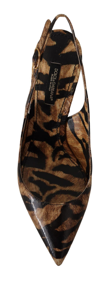 Braun Slingbacks Leder Tiger Schuhe