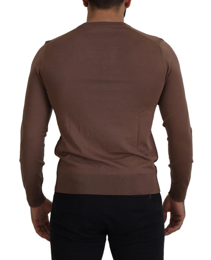 Brauner Pullover mit V-Ausschnitt aus Wolle für Männer