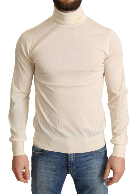 Rollkragenpullover aus cremefarbenem Kaschmir