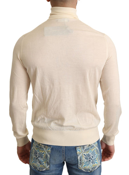 Rollkragenpullover aus cremefarbenem Kaschmir