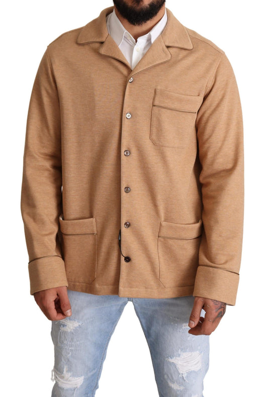 Brauner Baumwollmantel mit Knopfleiste Jacke