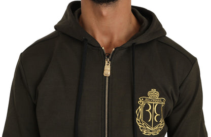 Grünes Baumwollpullover-Hosen-Set Trainingsanzug