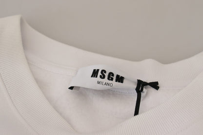 Weißer Baumwollpullover mit Rundhalsausschnitt Sweatshirt Pullover