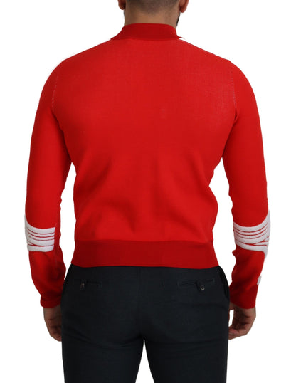 Roter Wollpullover mit Logo bedruckter Rundhalsausschnitt für Männer Pullover