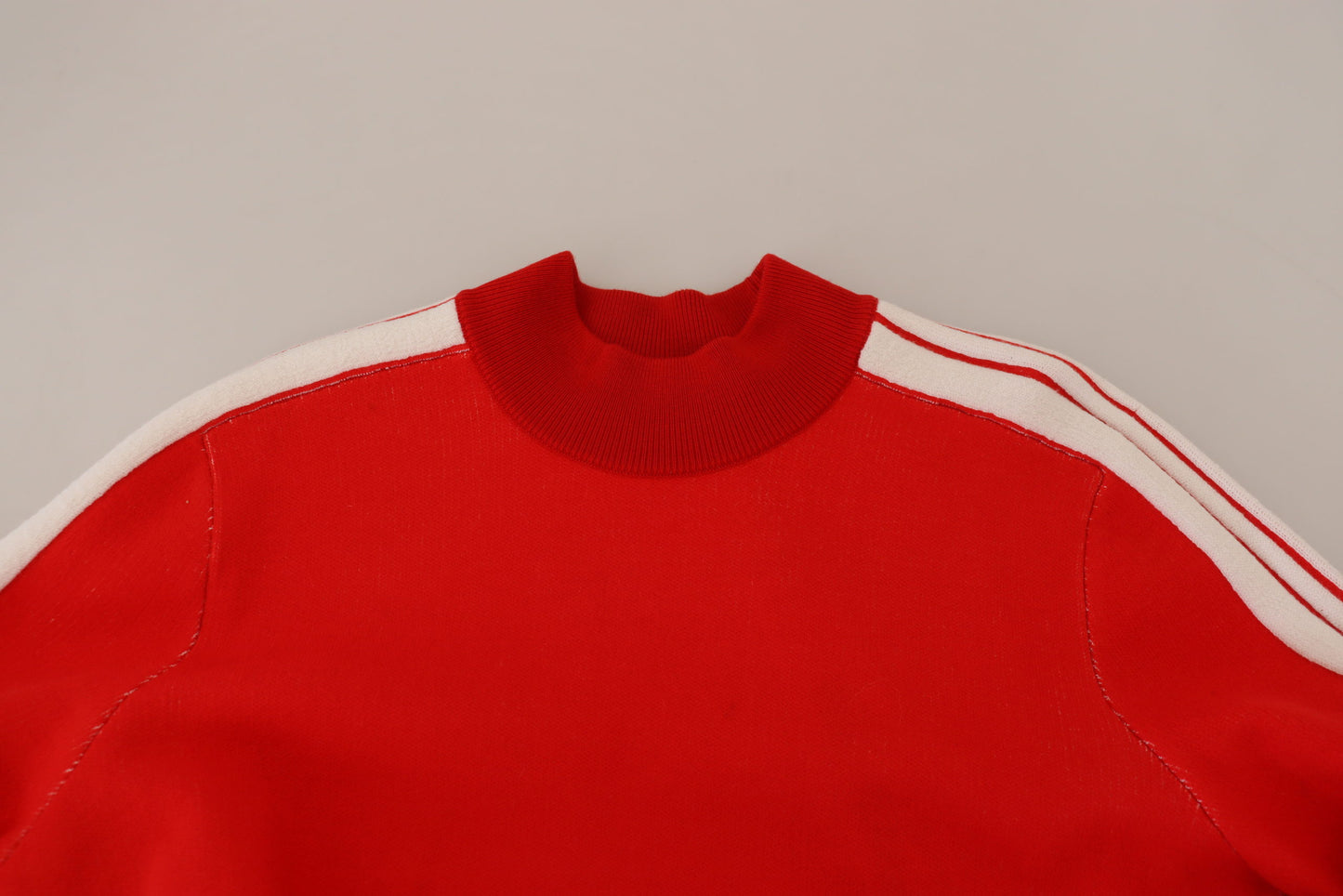 Roter Wollpullover mit Logo bedruckter Rundhalsausschnitt für Männer Pullover