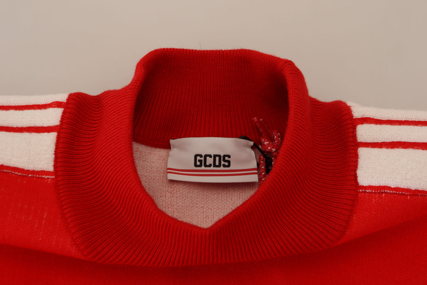 Roter Wollpullover mit Logo bedruckter Rundhalsausschnitt für Männer Pullover