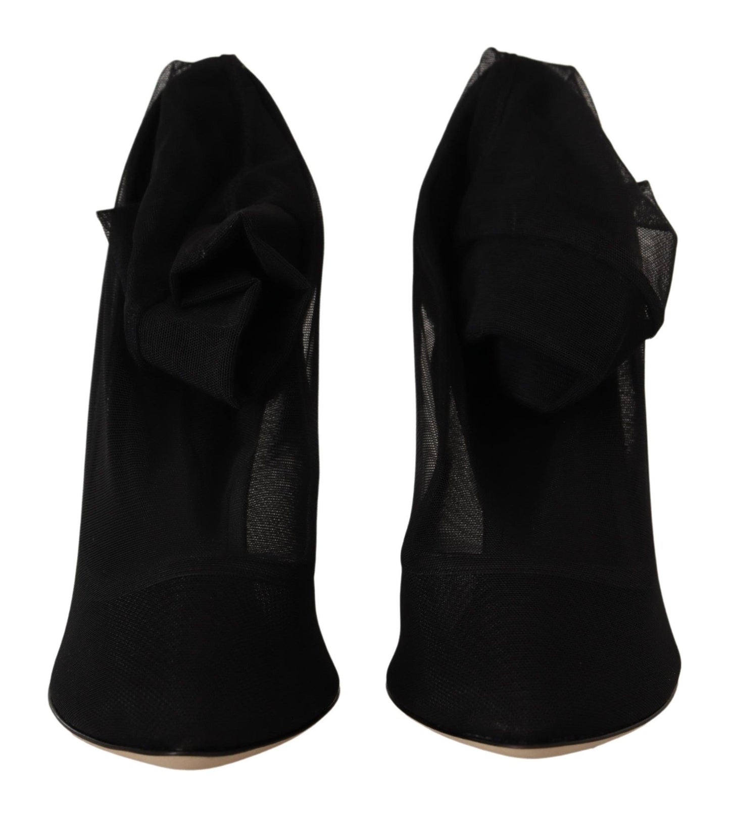 Schwarz Stretch Tüll Stretch Stiefel Schuhe