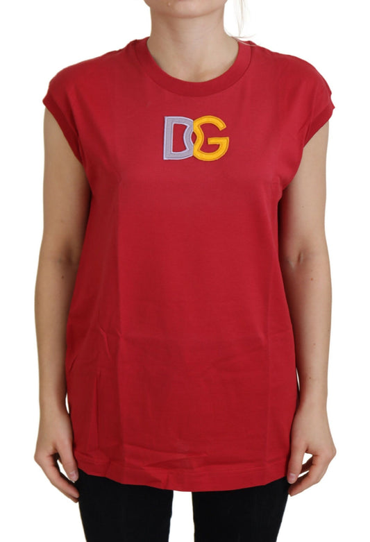 Rotes Baumwoll-DG-Logo-Tank-T-Shirt
