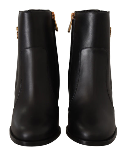 Schwarz Leder Gold Amore Pearl Stiefel