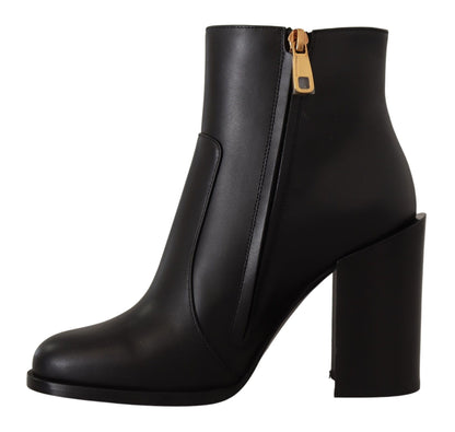 Schwarz Leder Gold Amore Pearl Stiefel