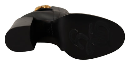Schwarz Leder Gold Amore Pearl Stiefel
