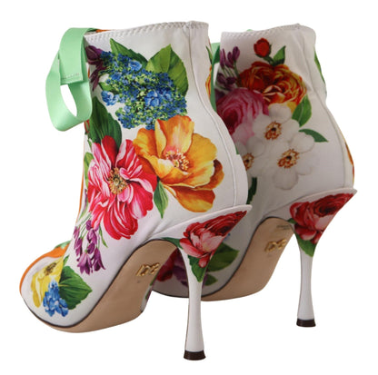 Weiße Jersey Stretch Stiefel Offene Zehen Heels Schuhe