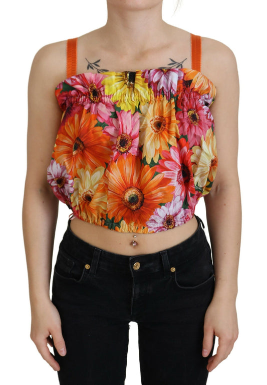 Bluse Cropped Floral Cotton Tank Top