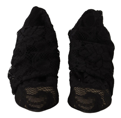 Schwarz Stretch Socken Taormina Spitze Stiefel Schuhe