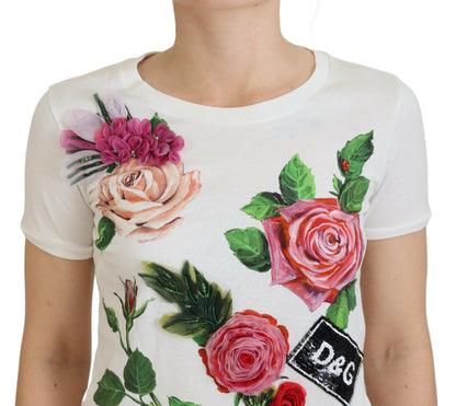 Weiße Rose DGLogo Bedrucktes kurzärmeliges Top