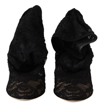 Schwarze Stretch-Socken Taormina Spitzenstiefel