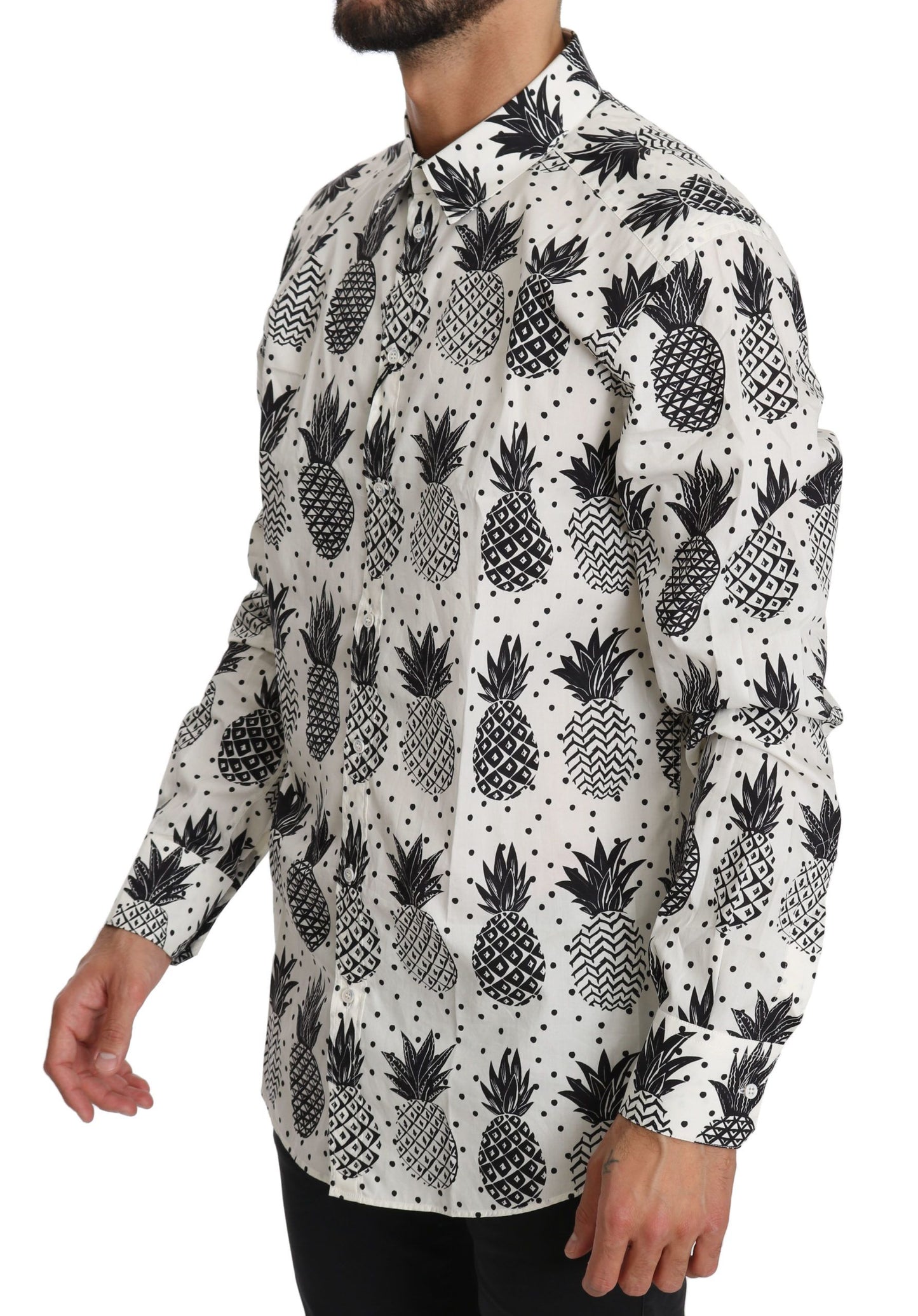 Weißes Ananas-Baumwoll-Top-Shirt