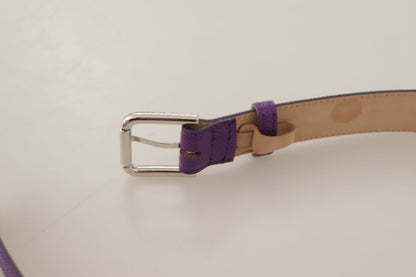Violetter Kalbsledergürtel mit Logo-Gravur und Schnalle