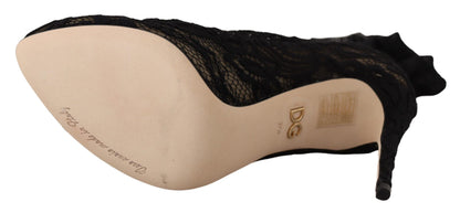 Schwarze Stretch-Socken Taormina Spitzenstiefel