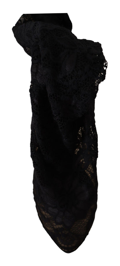 Schwarze Stretch-Socken Taormina Spitzenstiefel