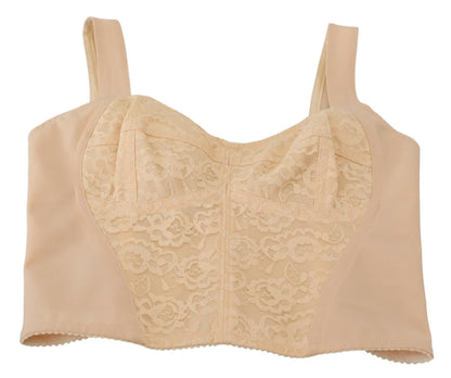 Beigefarbenes Cropped Bustier Korsett-Büstenhalter-Top