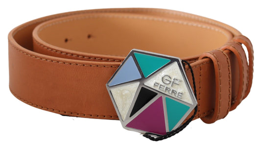 Multicolor Logo Metallschnalle Taille Leder