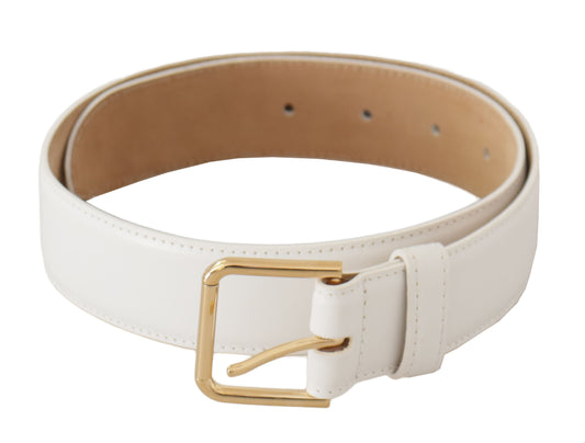 Weißes Kalbsleder Gold Metall Taille Schnalle Gürtel