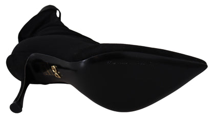 Schwarze kurze Stretch-Stiefel Schuhe