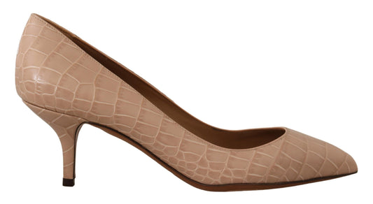 Beige Leder spitze Absätze Pumps Schuhe