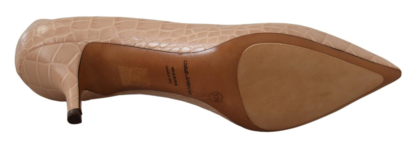 Beige Leder spitze Absätze Pumps Schuhe