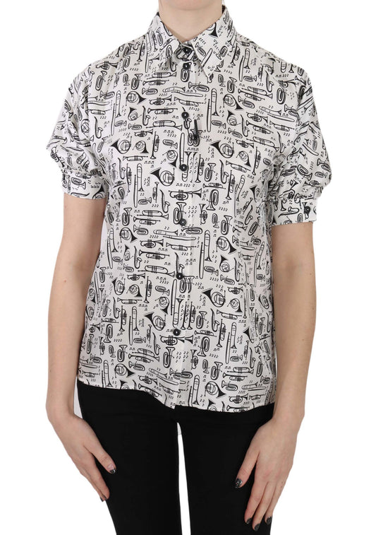 Trompetendruck Knopfleiste Seidentop Bluse
