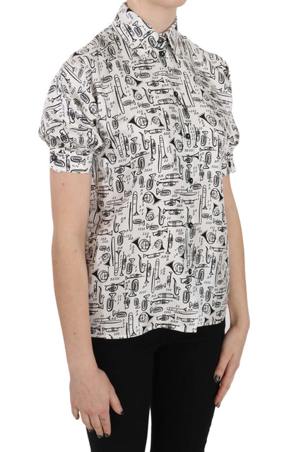 Trompetendruck Knopfleiste Seidentop Bluse